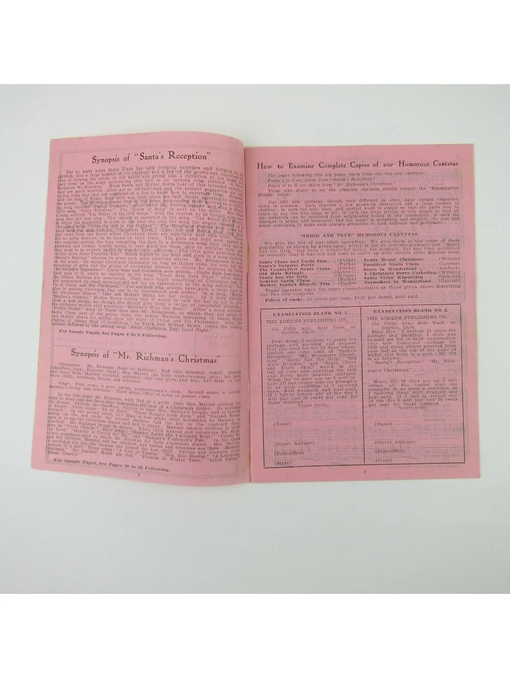 Sheet Music Christmas Cantatas & Lullaby Lot 2 Lorenz Publishing Co Antique 1909